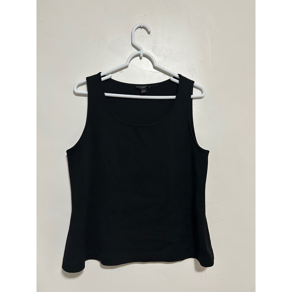 St John Caviar Womens‎ Black Knit Scoop Neck Tank Top Sleeveless Shell Large L
